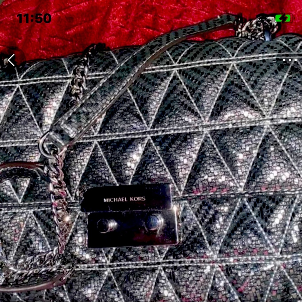 Metallic silver mk bag and wallet